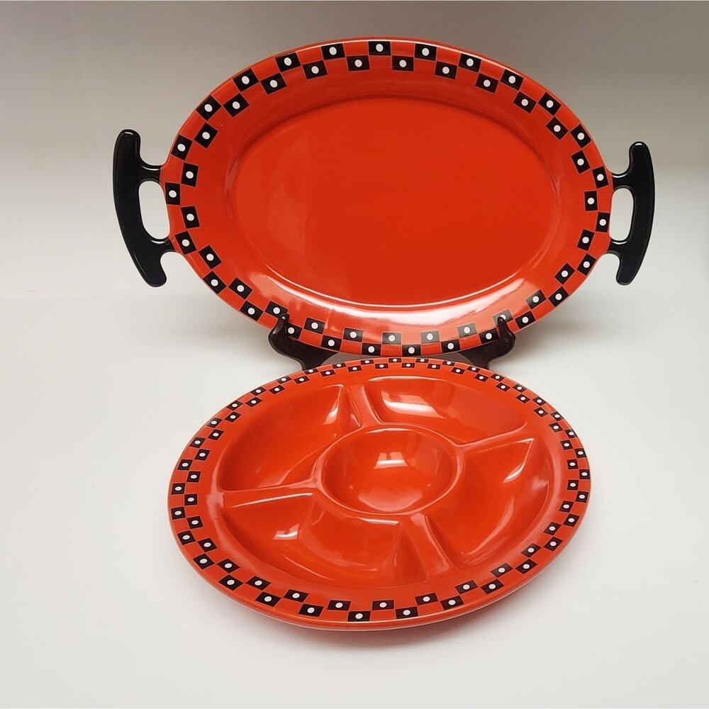 Orange Serveware Platter and Divided Tray - Stylish Party Serving Set